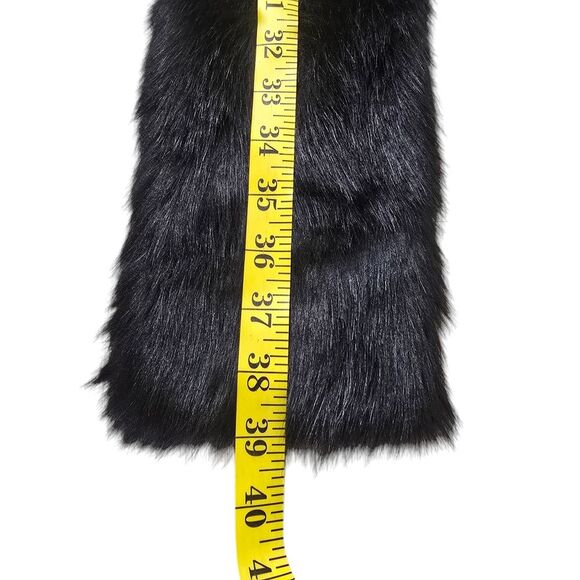UF Unreal Fur Black Faux Fur Scarf Thread-Through Stole Modacrylic Vegan Luxury - Picture 4 of 7